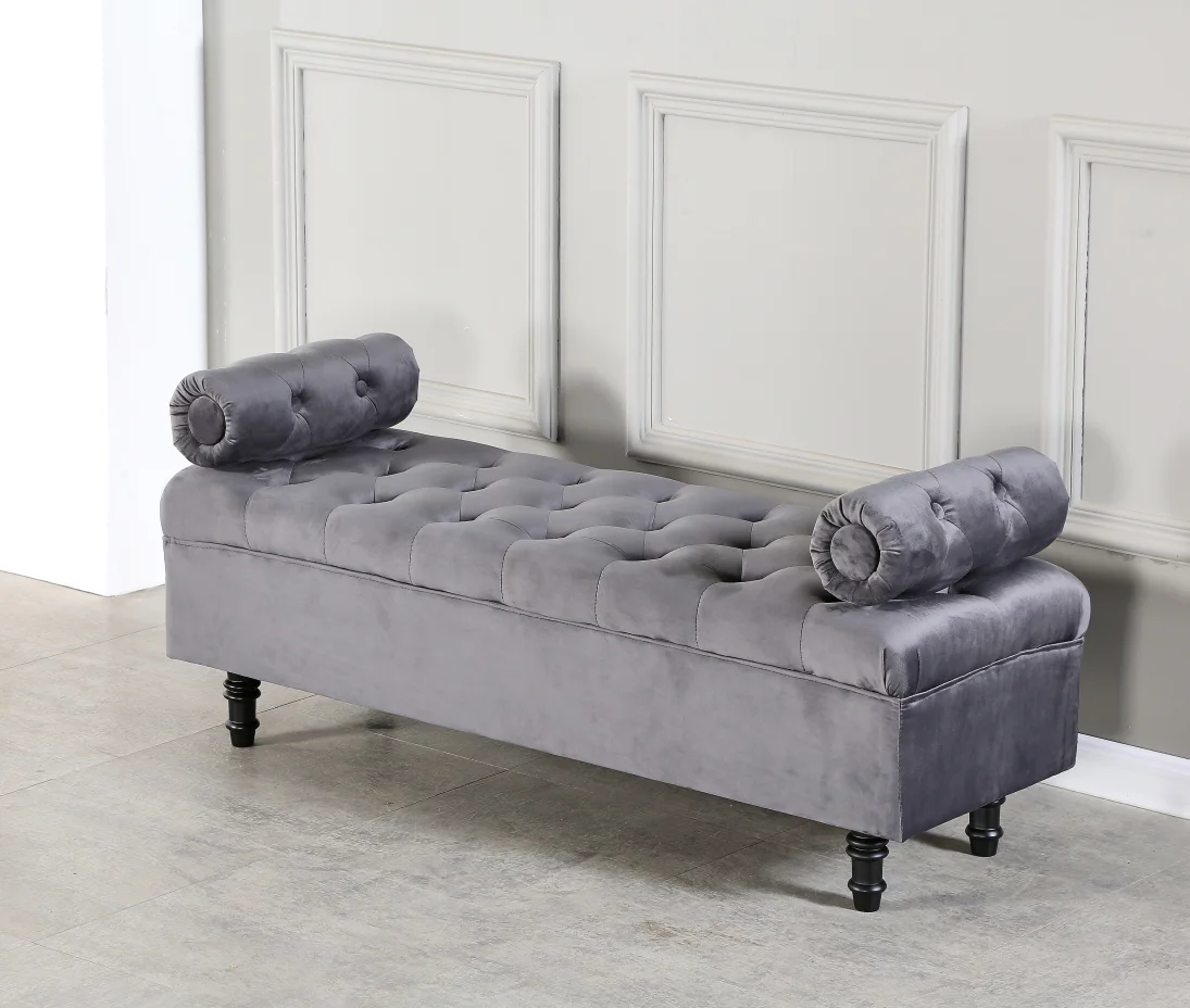 Top Sponsor Listing High Quality Factory Customized Stool Ottoman Storage  pink Velvet Sofa Bench