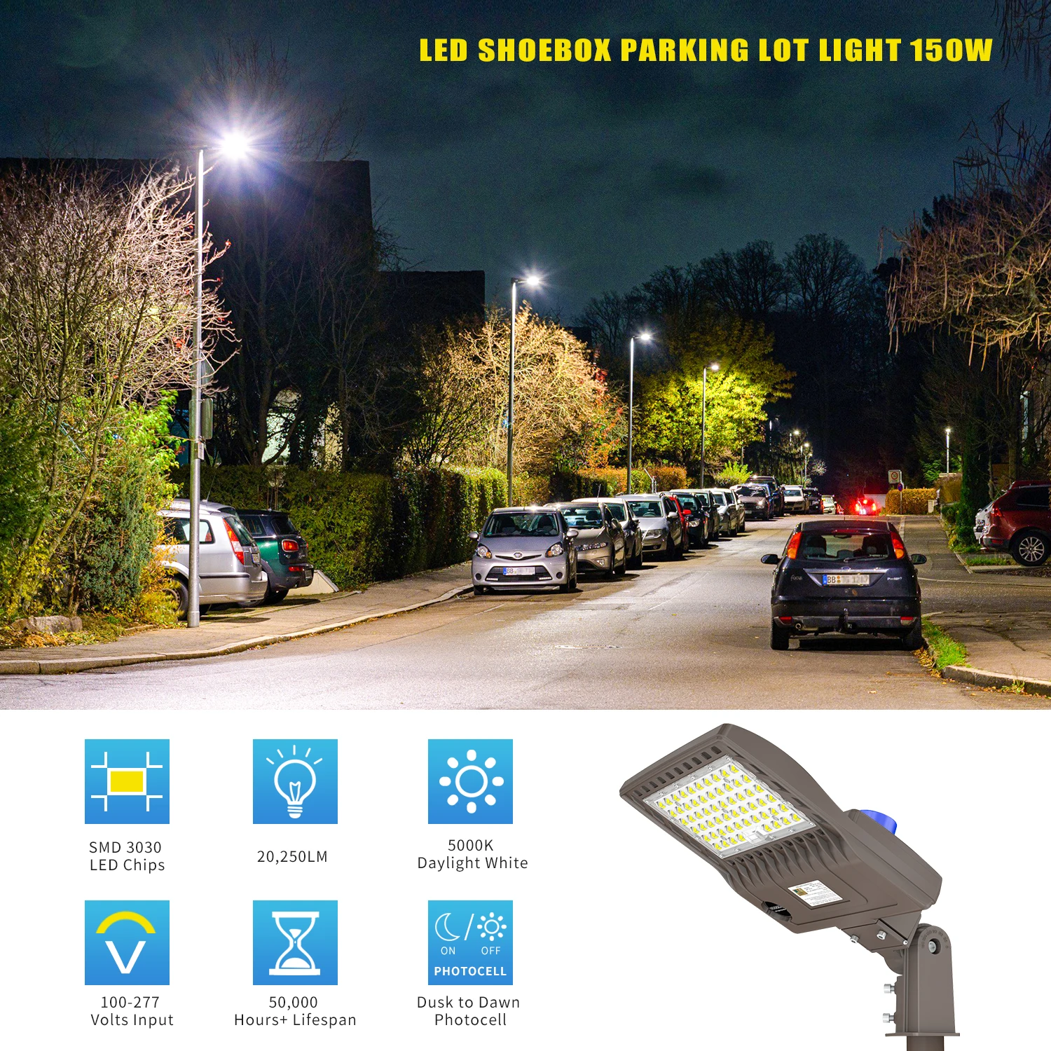 LED Parking Lot Pole Street Light Retrofit Kit  150 Watt AC100-277V 5000K 