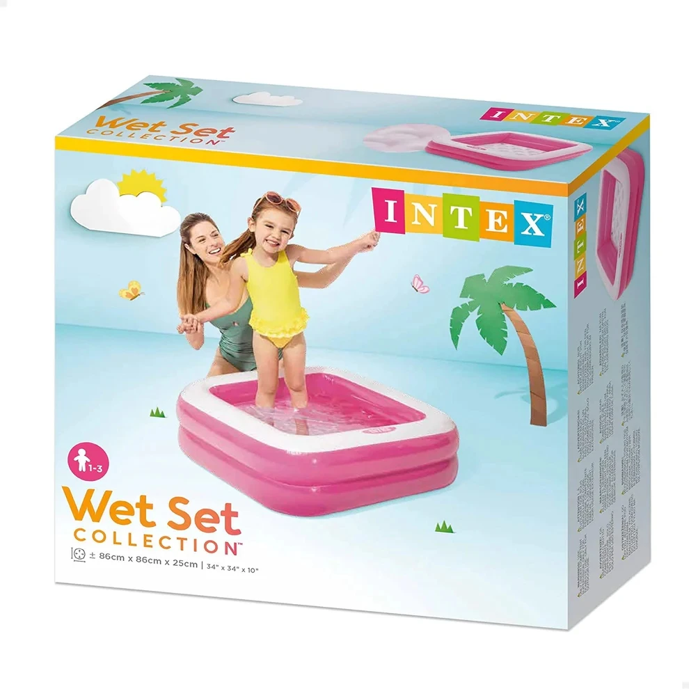 INTEX 57100 Play Box Pool Square Shape Inflatable Baby Pool 86cm X 86cm X 25cm