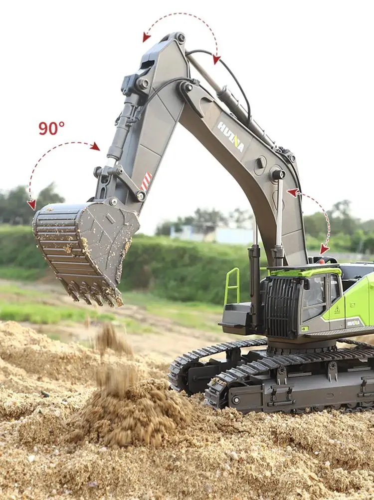Excavadora RC S-idee S1593 1:14 - Con 2 Baterías, 3 Cabezales Y Pala De Metal, 15 Canales, Sonido Y Luces, Para Niños Y Coleccionistas