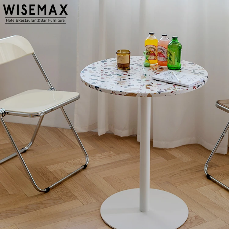 WISEMAX FURNITURE Nordic Minimal Terrazzo Round Dining Table Restaurant Coffee Shop Cafe Table square bar Table Commercial Use