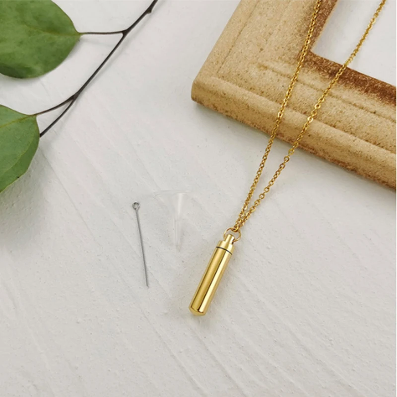 5 color Cylinder Cremation Urn Necklace for Ashes Memorial Keepsake Pendant Stainless Steel Remembrance Jewelry for Women or Men