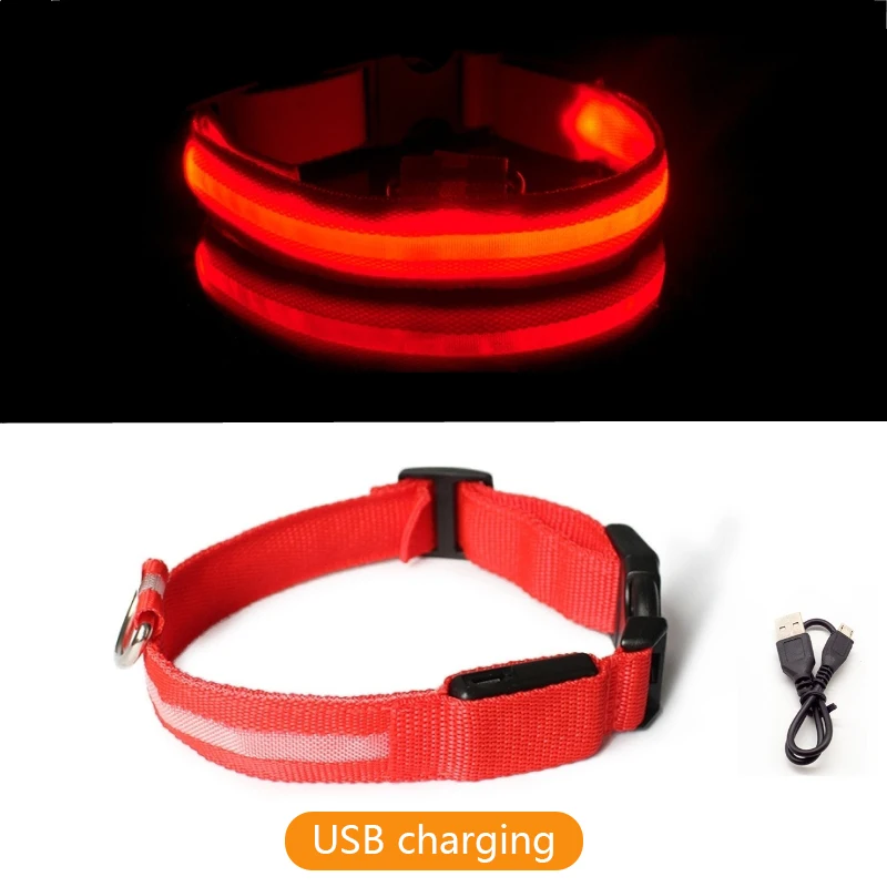 Hot Sales Adjustable Waterproof Flashing Light Up Pet Collar Usb Rechargeable Led Dog Collar For