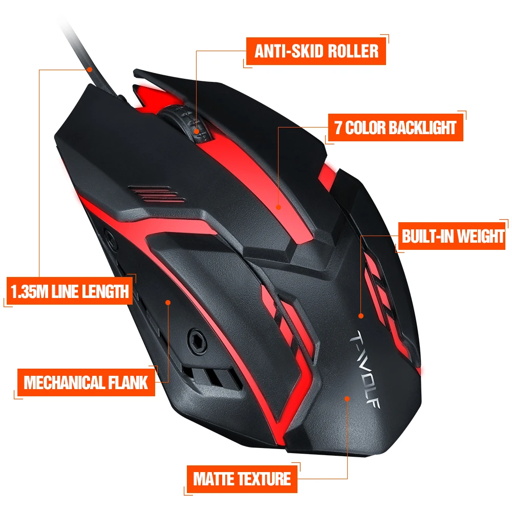 Wired Optical Mouse Notebook Desktop Computer Flat Gaming Mouse Home Office Business V1-1 USB 2.0 LED Color Box 3d Space Mouse