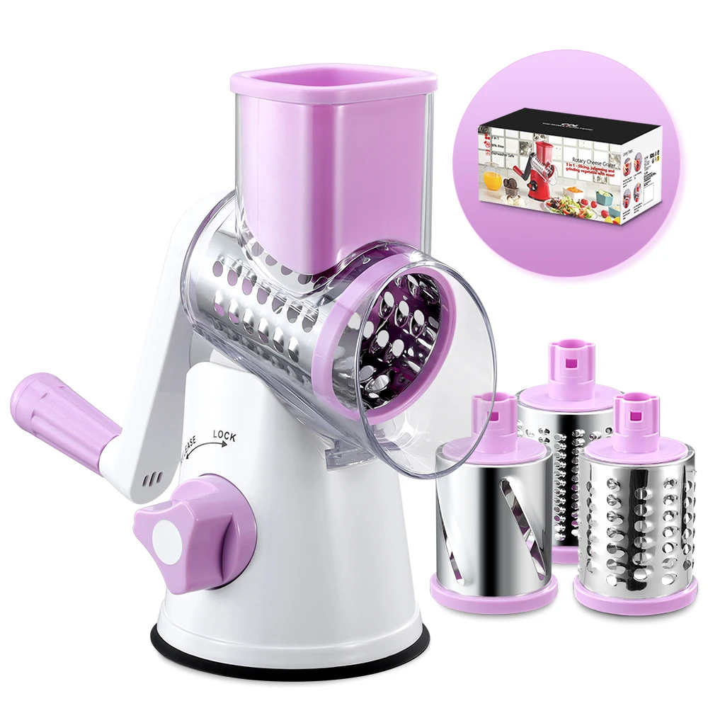 Tagliaverdure Professionale In Acciaio Inox Con 4 Lame Intercambiabili - Grattugia Multifunzione Con Protezione Dita E Base Antiscivolo