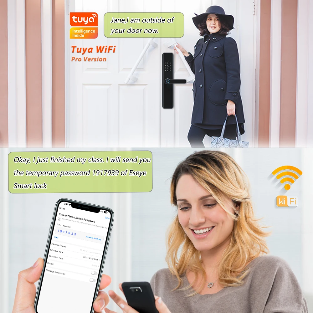 For Eseye Smart Electric Gate Lock Keyless Aluminum Door Entry with Alexa Fingerprint & WiFi Memory Card Data Storage Option