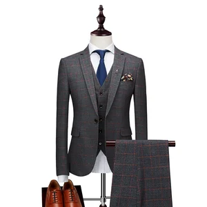 Tailored  Casual Suits Light Gray Coat Pant Men Suit Slim Fit Business Three Piece Sets Men Suit