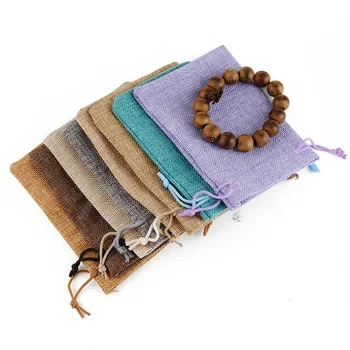 Custom Logo Printed Recycled Canvas Jewelry Ring Storage Pouch Luxury Soft Drawstring Dust Bag for Women Reusable for Promotion factory