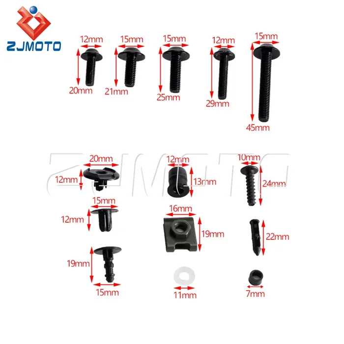 210Pcs/Set Motorcycle Fairing Bolt Fastener Clip Screw Nut Kit for Honda CBR Suzuki GSXR 600 750 1000 Kawasaki NINJA BMW Aprilia