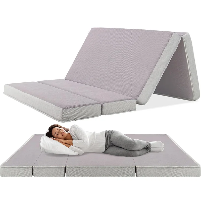 zipper removable four fold memory foam mattress cover-1