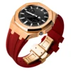 Boîtier en or rose + bracelet rouge