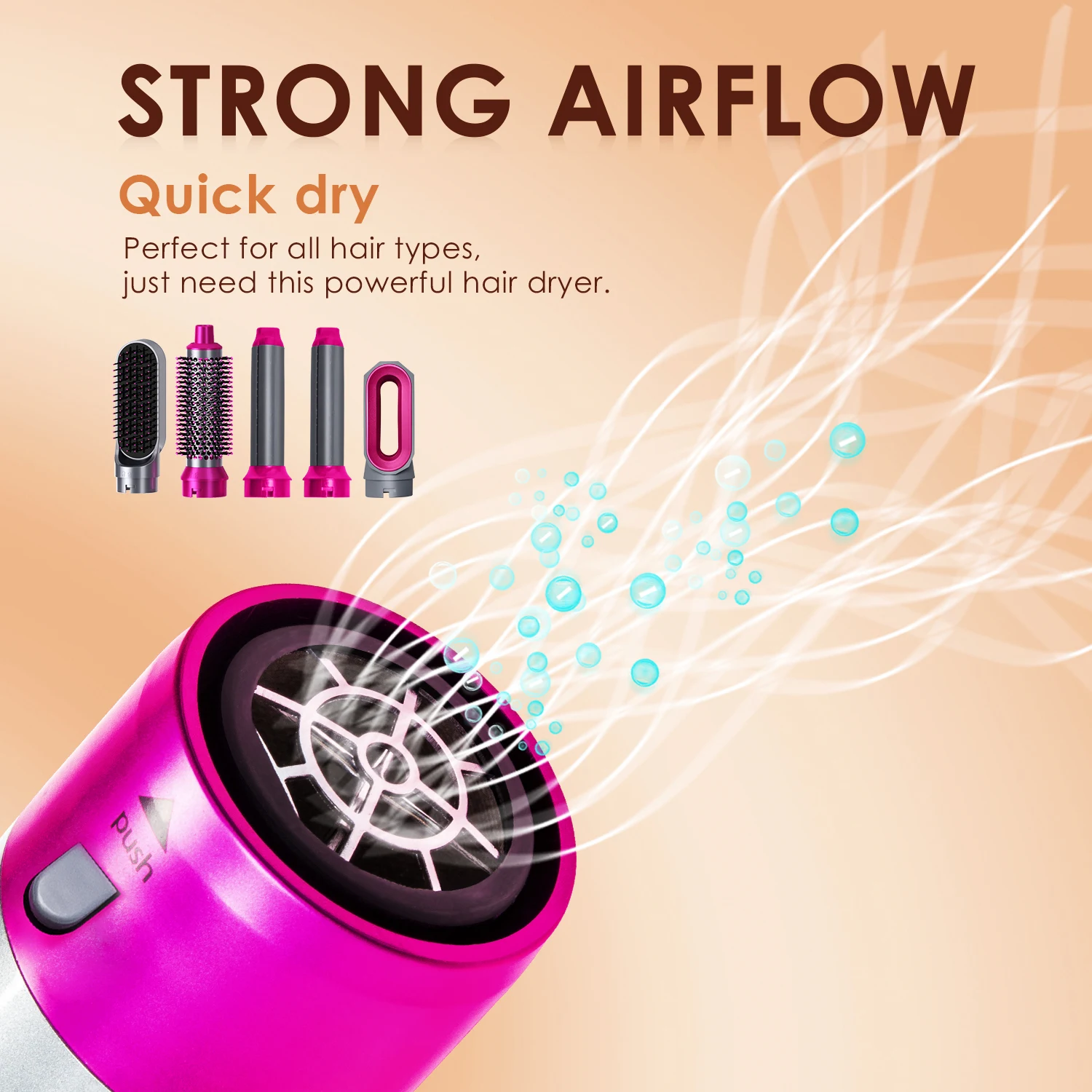 Professional Hair Dryer 5 In 1 Hair Styler Blow Dryer Comb Hot Air Brush Electric Curling Iron Hair Straightener Styling Tools