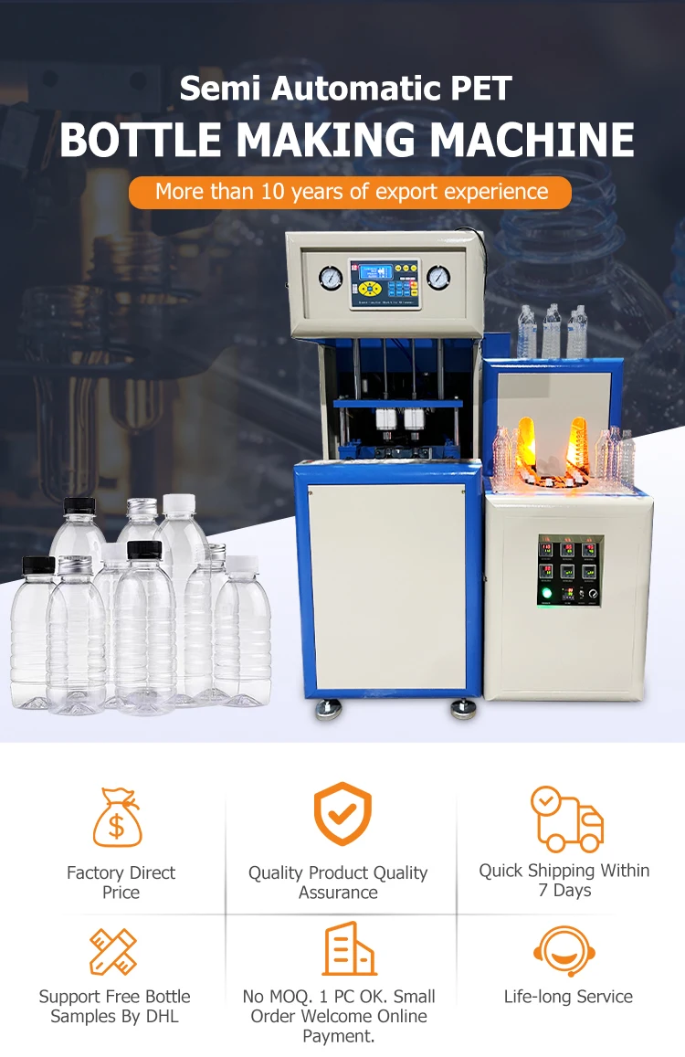 Easy Operating Automatic 300ml 600ml 1500ml Plastic Bottle Blowing