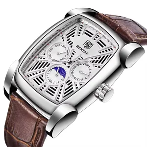 Leather Sport Waterproof Wristwatch Chronograph Quartz Benyar Watches Six Needles Fashionable Waterproof Quartz