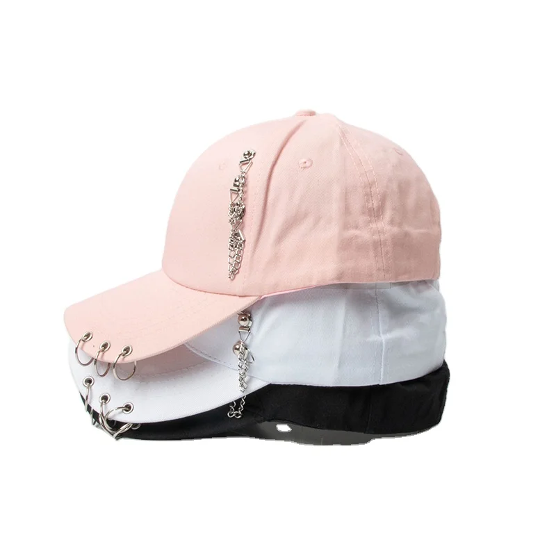 Outdoor Fashion Side Iron Ring Baseball Caps Men Women Sunscreen Adjustable  Snapback Trucker Hats With Rings