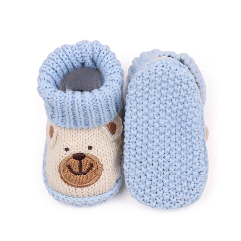 New Arrival Casual Soft-Sole Wool Crochet Socks Newborn Baby Shoes with Hanger Card Packing details