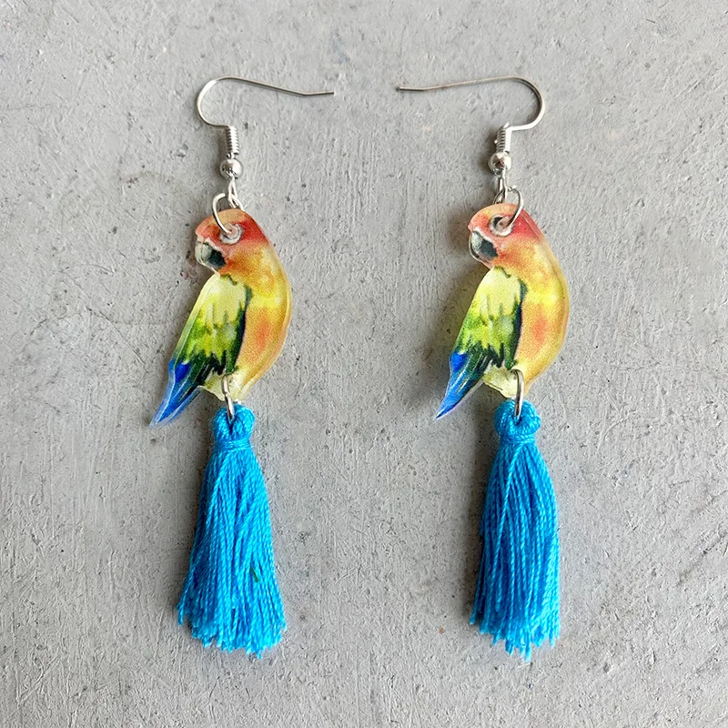 Orecchini Pendenti Pappagallo In Acrilico, Gioielli Tropicali A Forma Di Uccello Per Donne, Leggeri E Colorati, Regalo Idea Per Amanti Della Natura E Feste A Tema Hawaiano - 2