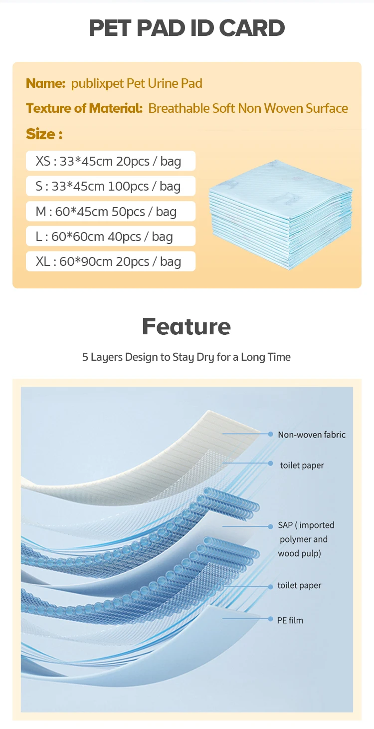 Breathable Disposable Bamboo Charcoal Soft Pet Urine Puppy Pee Pads