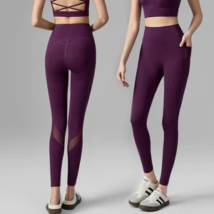 Roregal Spring/Summer 2026 Women's New Mesh Panel High-Waisted Yoga Pants Tummy Control Butt-Lifting Leggings With Pocket