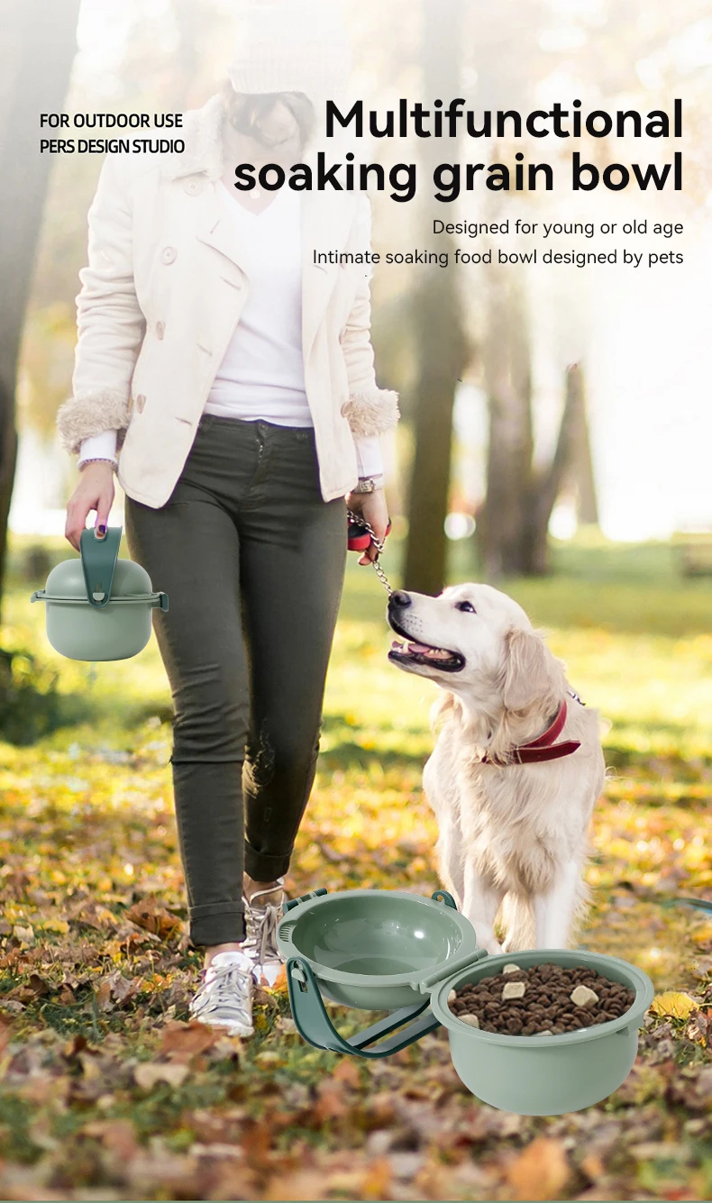 Revolving Pet Outdoor Soaking Bowl for Eating Dog Food Feeding Bowl Portable Tall Multi-purpose Foldable Serving Bowl details