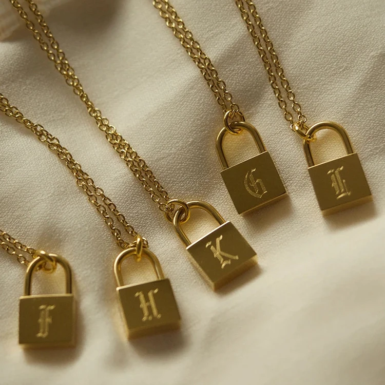 Initial Personalized Lock Pendant Necklace Simple Fashion Jewelry 18k Gold  Letter Plated Stainless Steel Padlock Necklace - Buy Initial Personalized  Lock Pendant Necklace Simple Fashion Jewelry 18k Gold Letter Plated Stainless  Steel