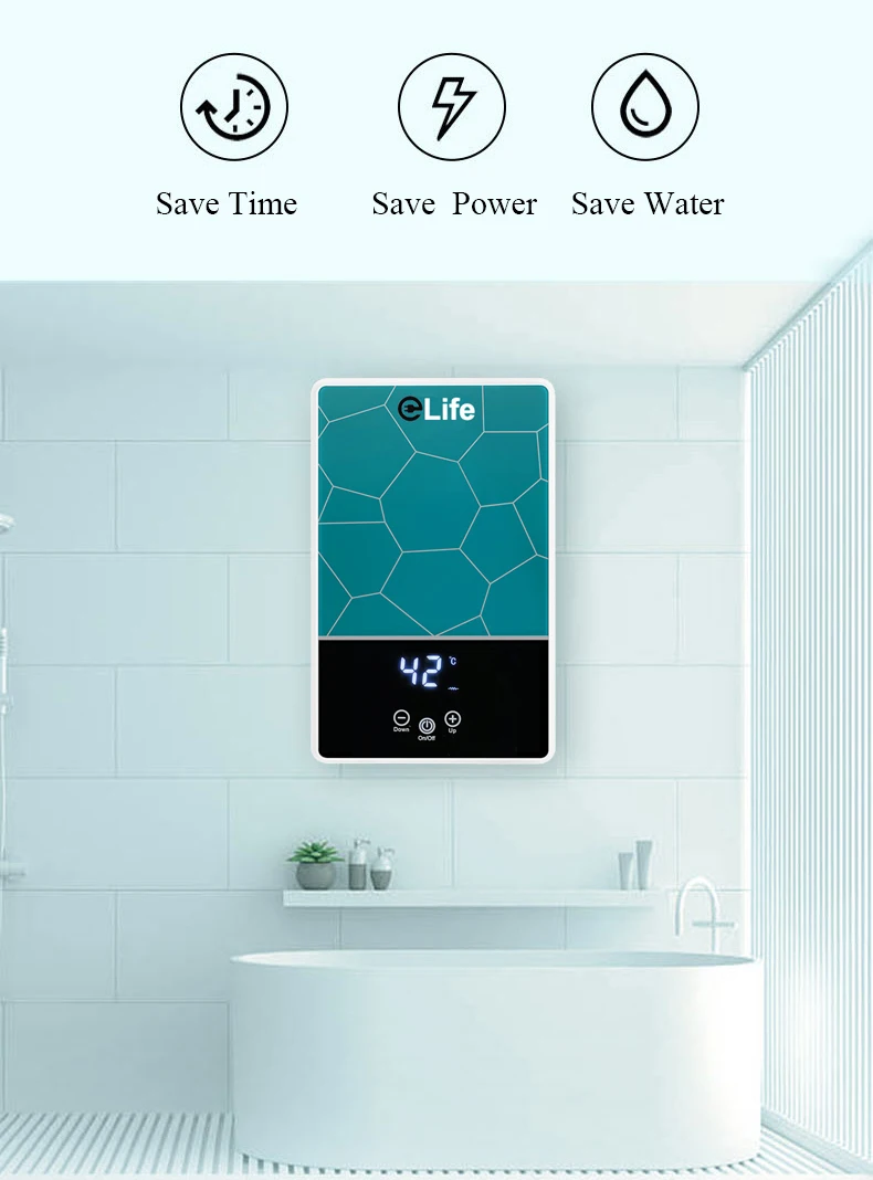 Golden Supplier 220v 5kw 6kw Portable Tankless Kitchen Endless Bathing