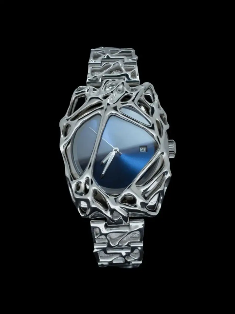 Custom Designed Alabaster Quartz Y2K Men Goth Watch with Unique  