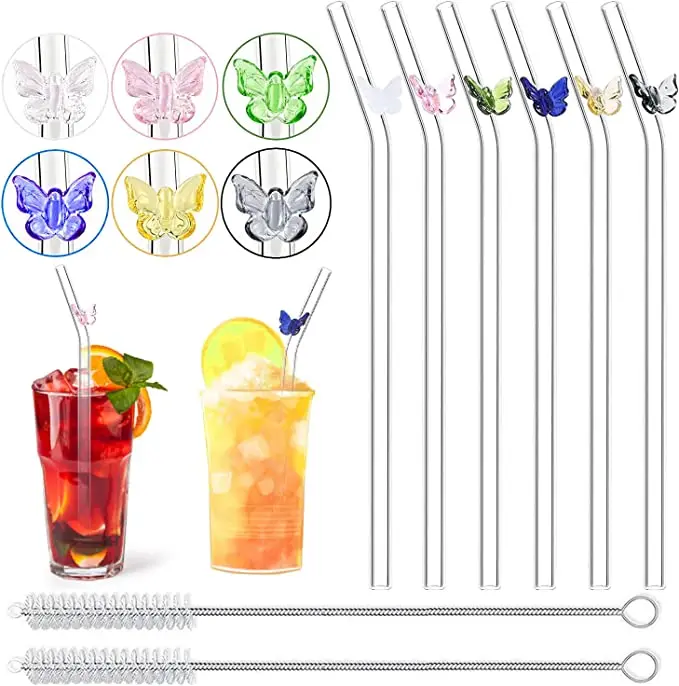 Factory Direct Sales Borosilicate Butterfly Coloured Reusable Glass