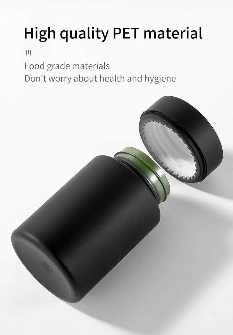 Custom Black Pet Pill Bottle Capsule Bottle Plastic Vitamin Medicine ...