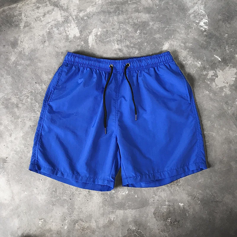 3D custom men printed pants summer pure color beach wear wholesale loose men's swimming shorts with pocket45_voghion.com