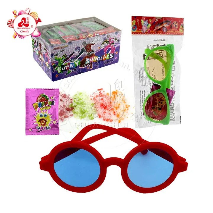 Sunglass toys with fruit flavor popping candy