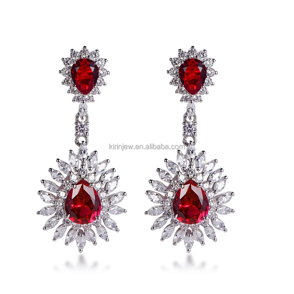 Luxury garnet earrings 925 sterling silver long earring sets for women jewelry fashion earrings trend 2022