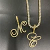 Cursive letters with 18K gold ordinary tennis chain