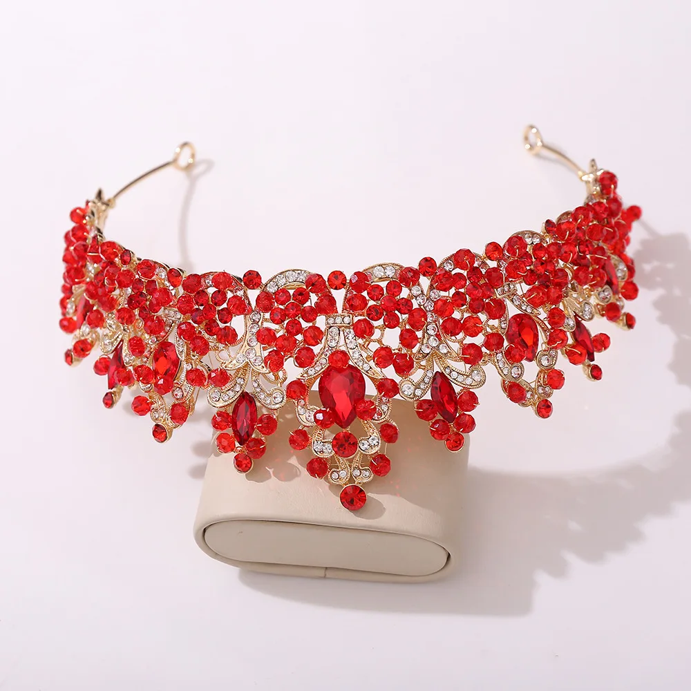 Handmade Crystal Rhinestone Color Beads Bridal Headdress Crown Prom