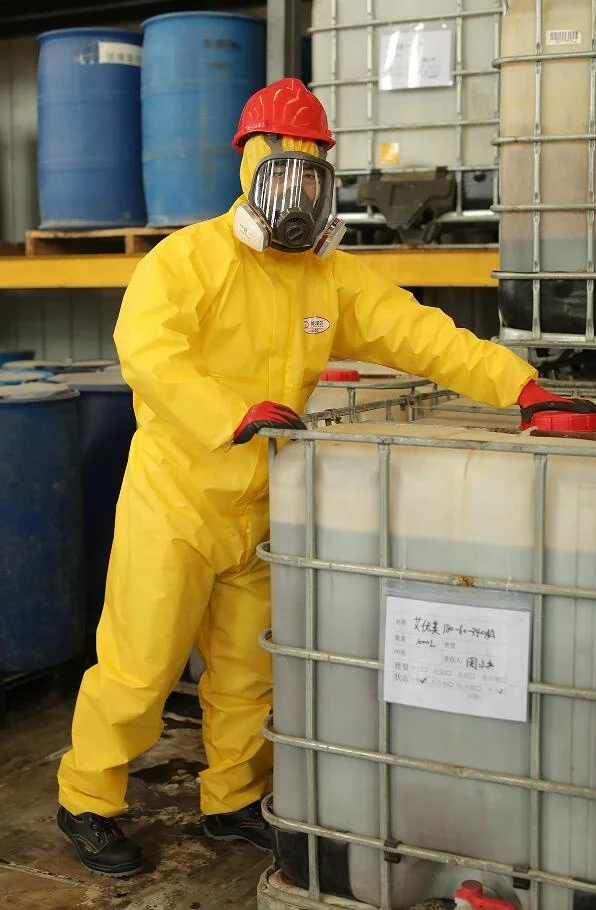 Type 3B/Type 4B Konzer Brand Yellow HDPE Disposable  Protective Hazmat-suit Nonwoven Chemical Coverall pink Mechanic Coveralls