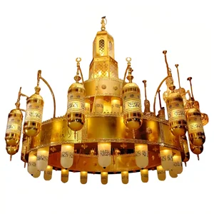 Custom Large Project Church Lighting Brass Gold Islamic Chandelier Mosque Pendant Lamp