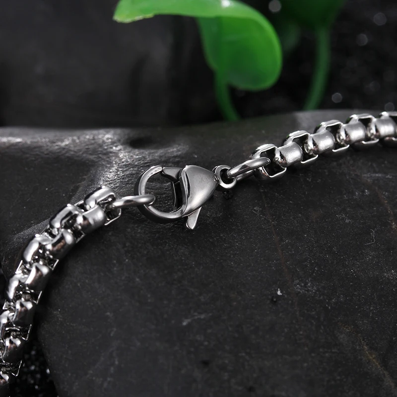 Kalen 4mm Custom Logo Design Box Chain Necklace Cadenas De Acero Inoxidable Por Mayor