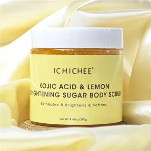 Private Label Organic Lemon Face Body Brightening Sugar Exfoliating Scrub Tumeric Body Scrub Low moq hot selling