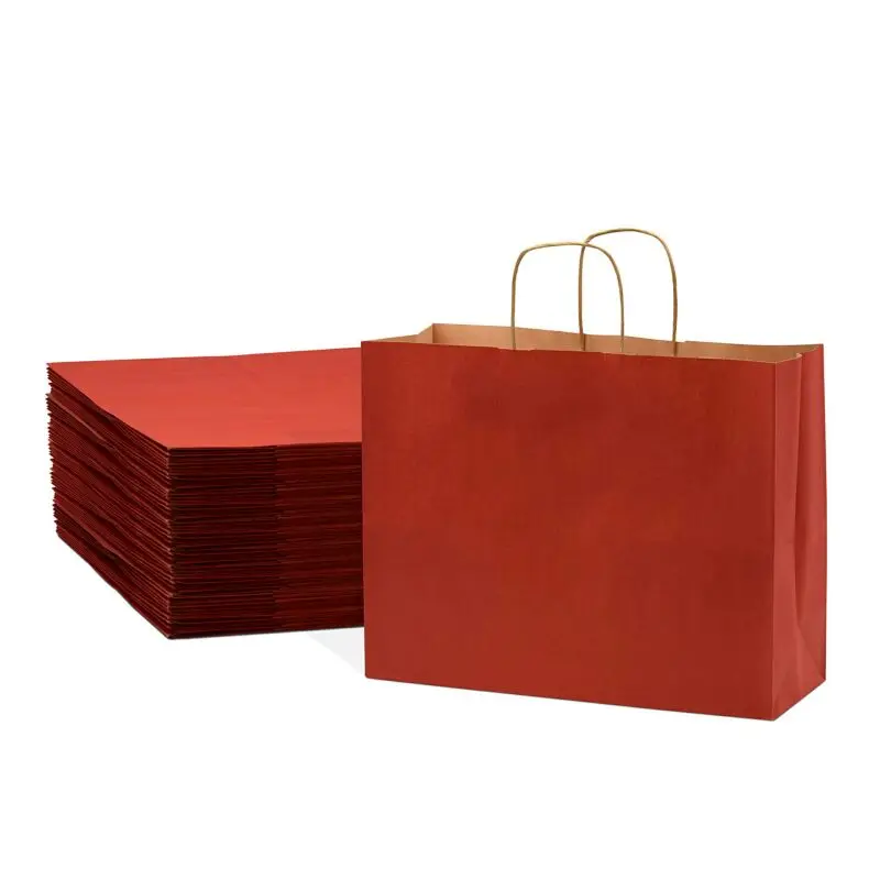 Custom Print Logo Kraft Paper Packaging Bag Biodegradable Brown Shopping Paper Bag With Handle