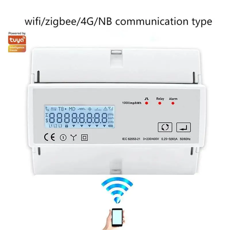 Kym7321c Tuya Three Phase Wifi Bidirectional Measuring Energy Meter ...