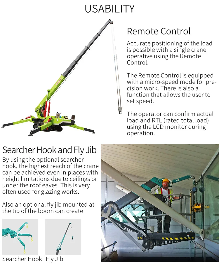 8t Crawler Small Spider Crane Equipped With Cab Boom Which Adopts