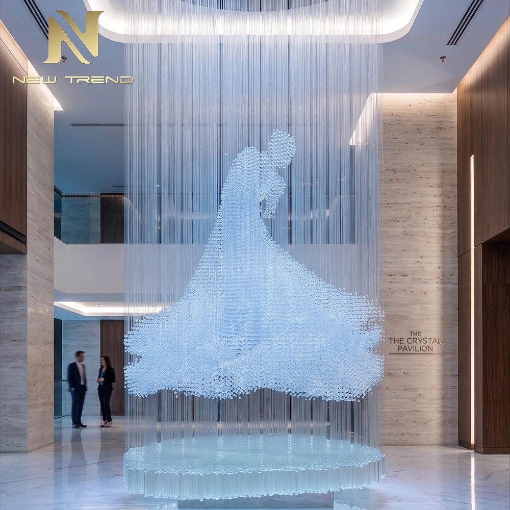CPL-517 Custom Sculptural Crystal Chandelier: Bespoke LED Art Installation Manufacturer for Luxury Showrooms & Lobbies