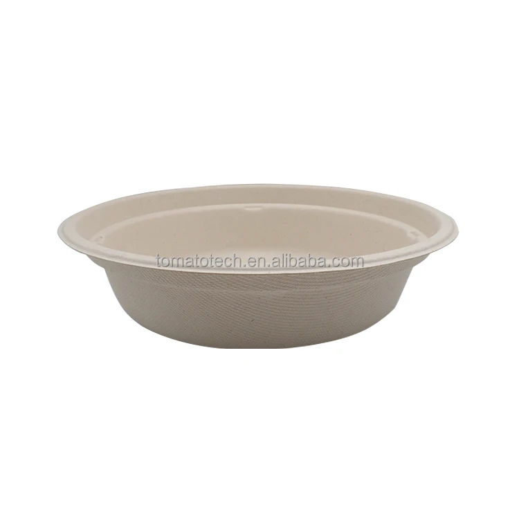 Takeout Compostable 800ml Disposable Bagasse Bamboo Pulp Fiber Round ...
