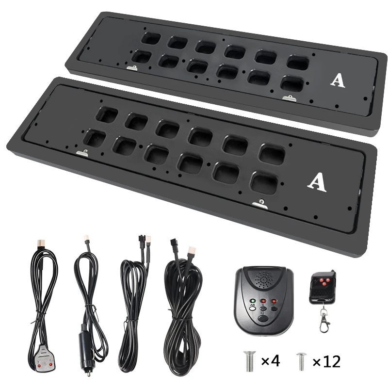 Front And Rear Blue Vanishing Car Number Stealth License Plate Flip