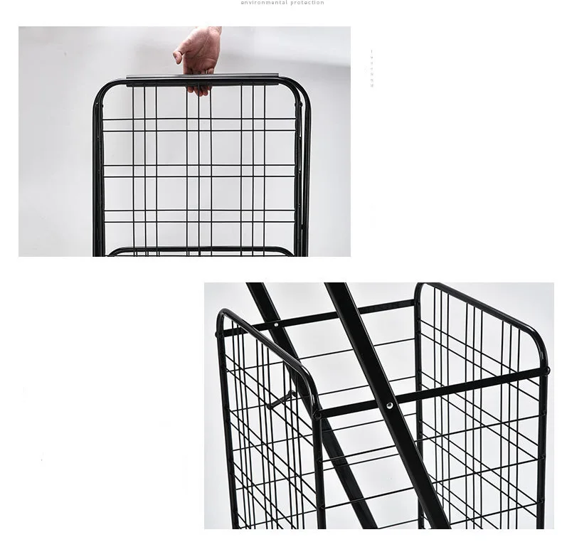 Large Capacity Folding Metal Shopping Trolley Iron Shopping Cart ...