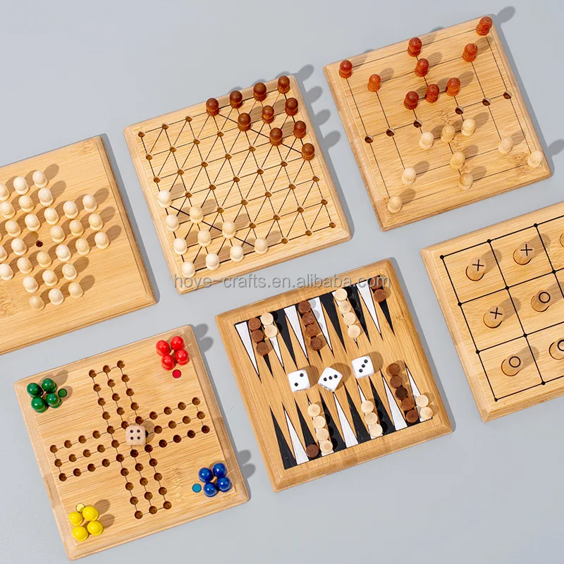 Educational Toy Mini Wooden Checker Game Bamboo Ludo Game Blocks Toy ...