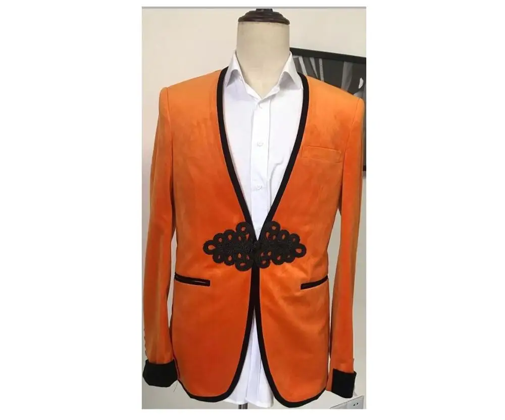 orange velvet tuxedo jacket