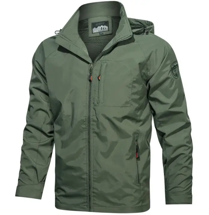 Mens windproof Winter Outerwear Tactical khaki green canvas Cargo bomber Jacket with Hood_voghion.com