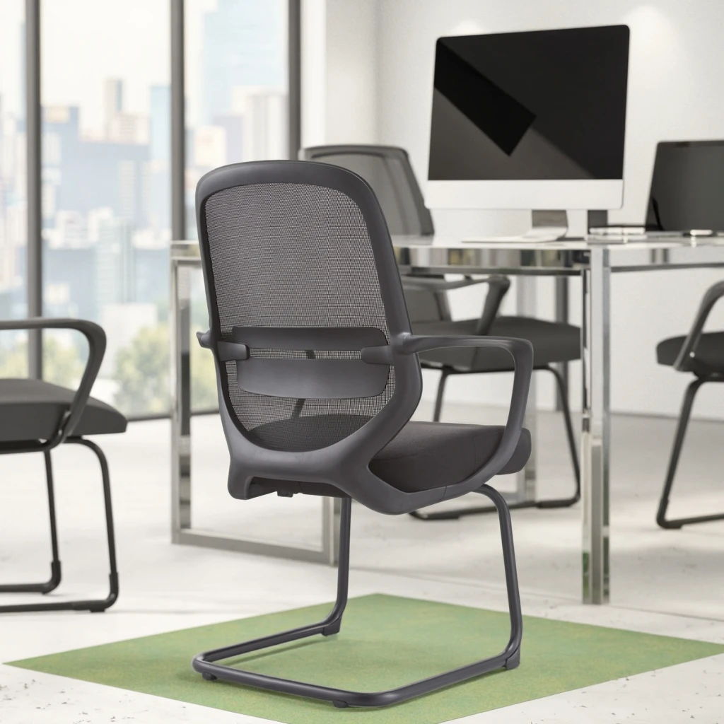 New Arrival  Black Rubber Powder-Coated Springframe Commercial Heavy Load Industrial Mesh Task Chair Tool-Free Adjustment 5