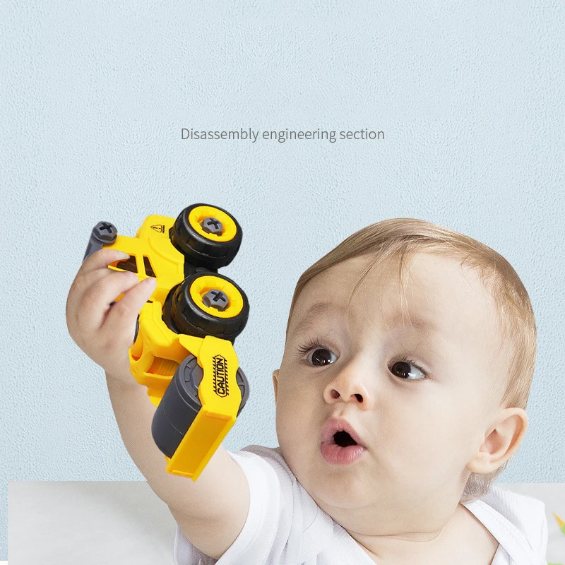 New Design Puzzle DIY Detachable Engineering Vehicle Fire Truck Children's Toys Car Sliding Excavator